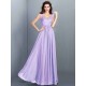 Chic Lace Sleeveless Long Chiffon Bridesmaid Dresses