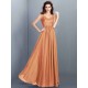 Chic Lace Sleeveless Long Chiffon Bridesmaid Dresses
