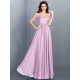 Chic Lace Sleeveless Long Chiffon Bridesmaid Dresses
