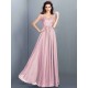 Chic Lace Sleeveless Long Chiffon Bridesmaid Dresses