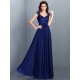 Chic Lace Sleeveless Long Chiffon Bridesmaid Dresses