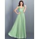 Chic Lace Sleeveless Long Chiffon Bridesmaid Dresses