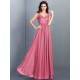Chic Lace Sleeveless Long Chiffon Bridesmaid Dresses