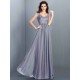 Chic Lace Sleeveless Long Chiffon Bridesmaid Dresses