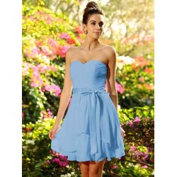 Gorgeous Sweetheart Bowknot Sleeveless Short Chiffon Bridesmaid Dresses