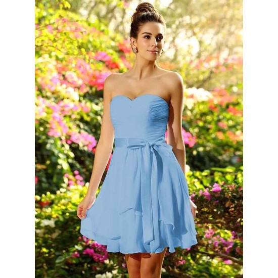 Gorgeous Sweetheart Bowknot Sleeveless Short Chiffon Bridesmaid Dresses