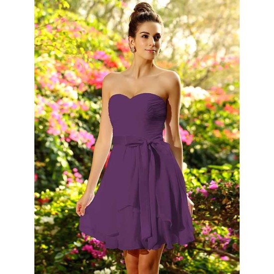 Gorgeous Sweetheart Bowknot Sleeveless Short Chiffon Bridesmaid Dresses