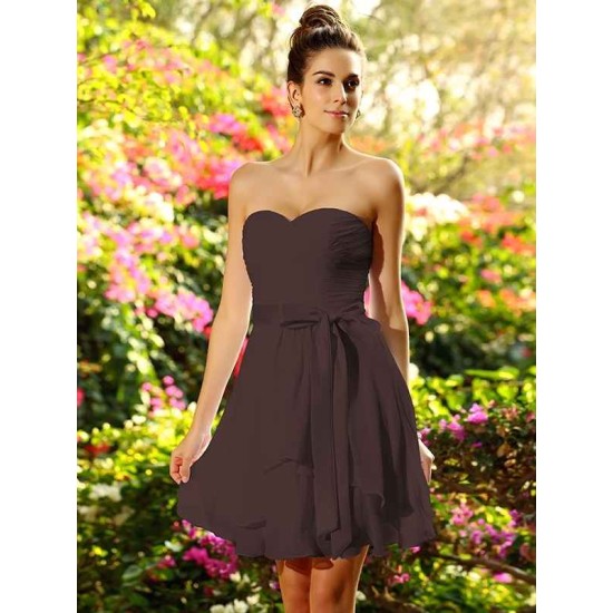 Gorgeous Sweetheart Bowknot Sleeveless Short Chiffon Bridesmaid Dresses