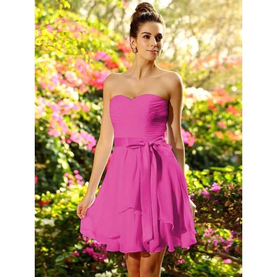 Gorgeous Sweetheart Bowknot Sleeveless Short Chiffon Bridesmaid Dresses