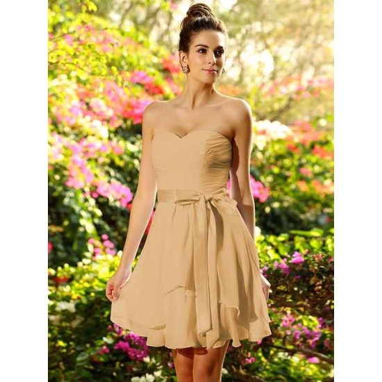 Gorgeous Sweetheart Bowknot Sleeveless Short Chiffon Bridesmaid Dresses
