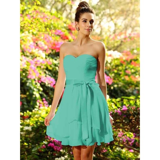 Gorgeous Sweetheart Bowknot Sleeveless Short Chiffon Bridesmaid Dresses