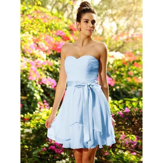 Gorgeous Sweetheart Bowknot Sleeveless Short Chiffon Bridesmaid Dresses
