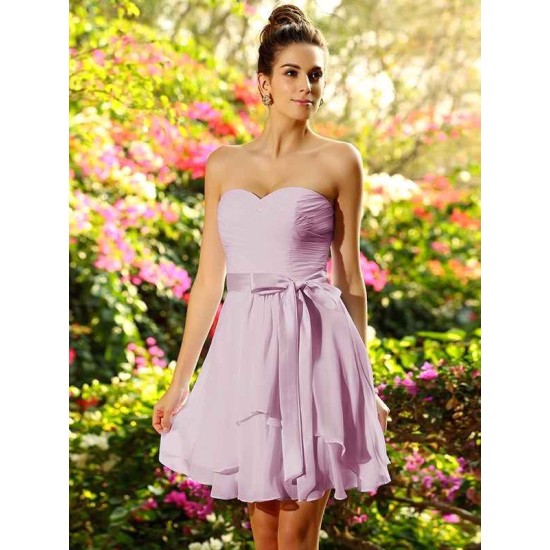 Gorgeous Sweetheart Bowknot Sleeveless Short Chiffon Bridesmaid Dresses