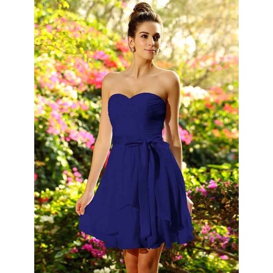 Gorgeous Sweetheart Bowknot Sleeveless Short Chiffon Bridesmaid Dresses