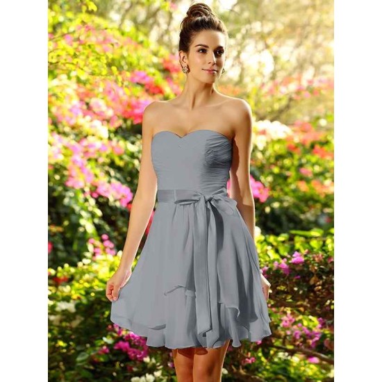 Gorgeous Sweetheart Bowknot Sleeveless Short Chiffon Bridesmaid Dresses