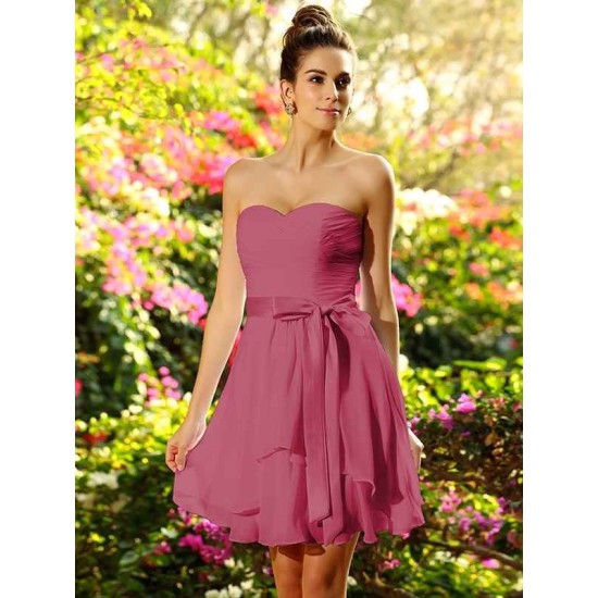Gorgeous Sweetheart Bowknot Sleeveless Short Chiffon Bridesmaid Dresses