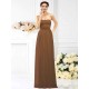 Charming Strapless Hand-Made Flower Sleeveless Long Chiffon Bridesmaid Dresses