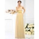 Charming Strapless Hand-Made Flower Sleeveless Long Chiffon Bridesmaid Dresses