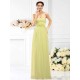 Charming Strapless Hand-Made Flower Sleeveless Long Chiffon Bridesmaid Dresses