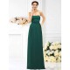 Charming Strapless Hand-Made Flower Sleeveless Long Chiffon Bridesmaid Dresses