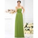 Charming Strapless Hand-Made Flower Sleeveless Long Chiffon Bridesmaid Dresses