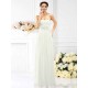 Charming Strapless Hand-Made Flower Sleeveless Long Chiffon Bridesmaid Dresses