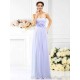 Charming Strapless Hand-Made Flower Sleeveless Long Chiffon Bridesmaid Dresses