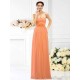 Charming Strapless Hand-Made Flower Sleeveless Long Chiffon Bridesmaid Dresses