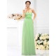 Charming Strapless Hand-Made Flower Sleeveless Long Chiffon Bridesmaid Dresses