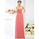 Charming Strapless Hand-Made Flower Sleeveless Long Chiffon Bridesmaid Dresses