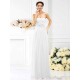 Charming Strapless Hand-Made Flower Sleeveless Long Chiffon Bridesmaid Dresses