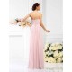 Charming Strapless Hand-Made Flower Sleeveless Long Chiffon Bridesmaid Dresses
