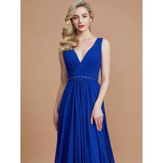 Charming Sleeveless V-neck Chiffon Bridesmaid Dresses
