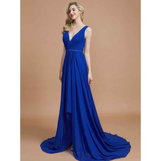 Charming Sleeveless V-neck Chiffon Bridesmaid Dresses