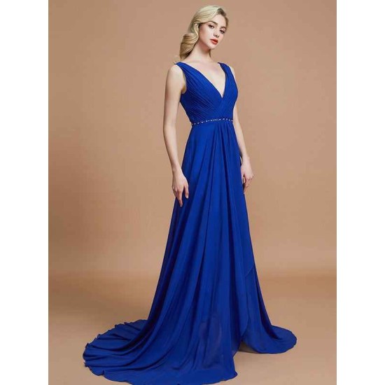 Charming Sleeveless V-neck Chiffon Bridesmaid Dresses