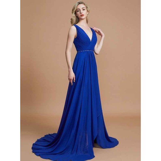 Charming Sleeveless V-neck Chiffon Bridesmaid Dresses