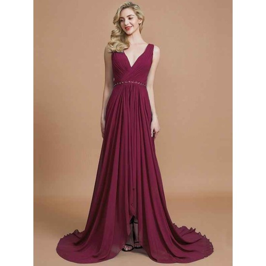 Charming Sleeveless V-neck Chiffon Bridesmaid Dresses