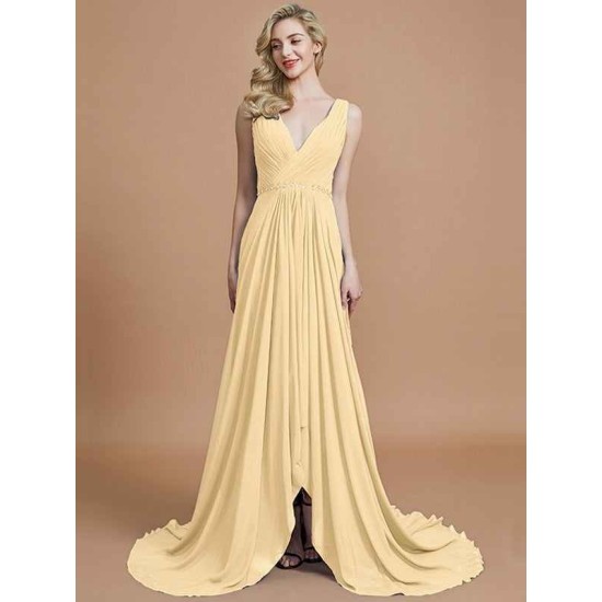Charming Sleeveless V-neck Chiffon Bridesmaid Dresses