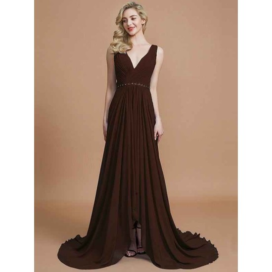 Charming Sleeveless V-neck Chiffon Bridesmaid Dresses