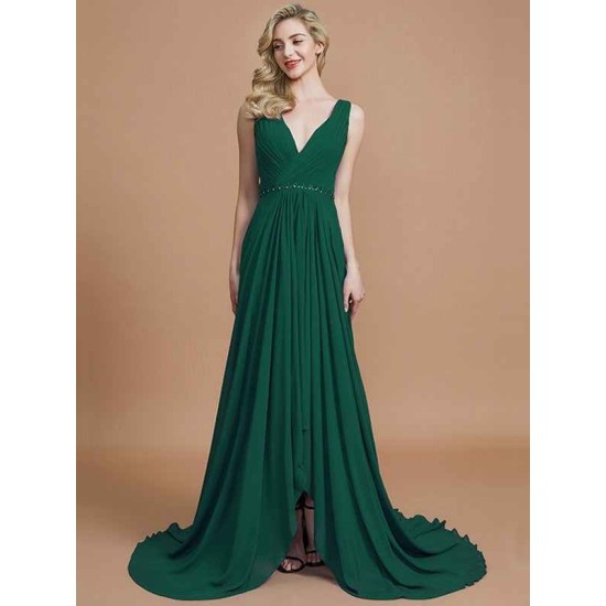 Charming Sleeveless V-neck Chiffon Bridesmaid Dresses