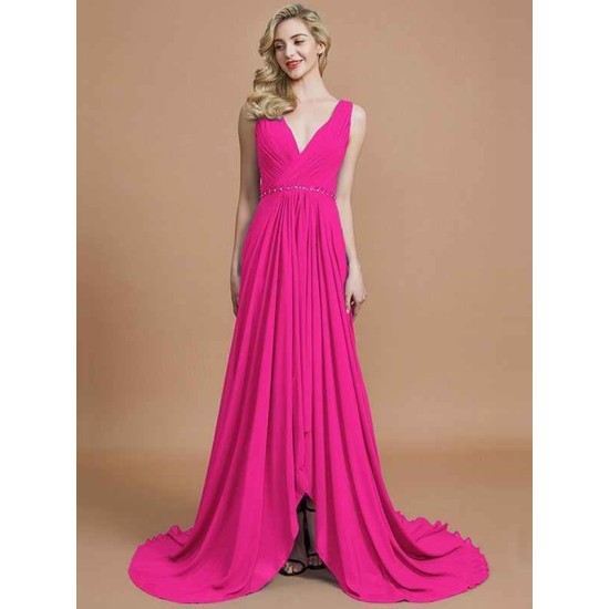 Charming Sleeveless V-neck Chiffon Bridesmaid Dresses