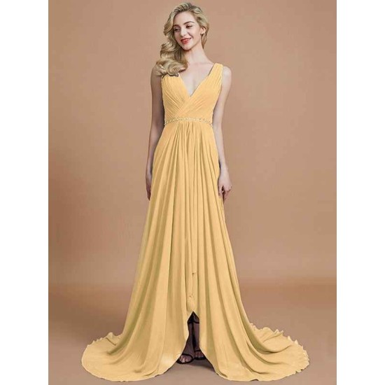 Charming Sleeveless V-neck Chiffon Bridesmaid Dresses