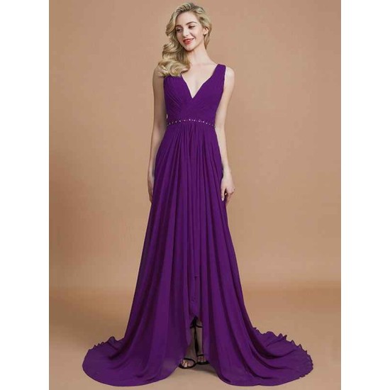 Charming Sleeveless V-neck Chiffon Bridesmaid Dresses