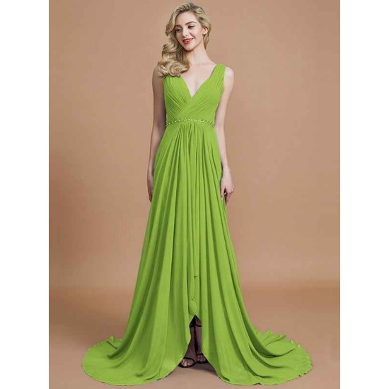 Charming Sleeveless V-neck Chiffon Bridesmaid Dresses