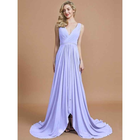 Charming Sleeveless V-neck Chiffon Bridesmaid Dresses