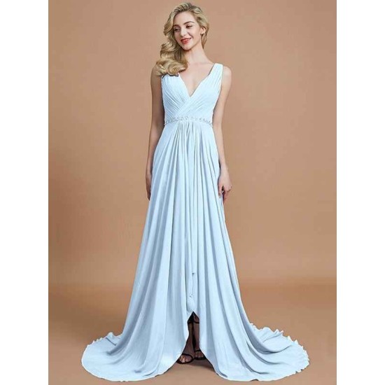 Charming Sleeveless V-neck Chiffon Bridesmaid Dresses