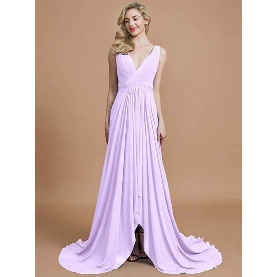 Charming Sleeveless V-neck Chiffon Bridesmaid Dresses