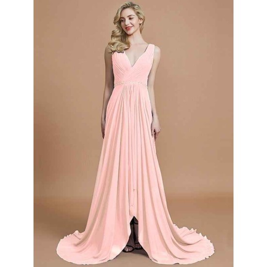Charming Sleeveless V-neck Chiffon Bridesmaid Dresses