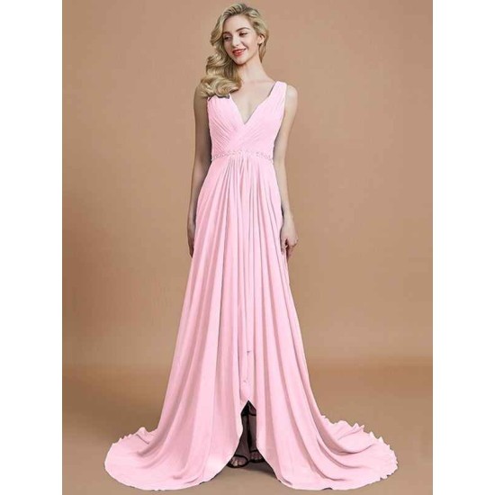 Charming Sleeveless V-neck Chiffon Bridesmaid Dresses