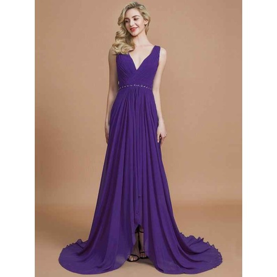 Charming Sleeveless V-neck Chiffon Bridesmaid Dresses